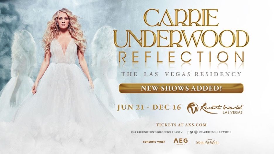 DUE TO HIGH DEMAND, CARRIE UNDERWOOD ANNOUNCES EXTENSION OF HER CRITICALLY ACCLAIMED “REFLECTION: THE LAS VEGAS RESIDENCY” AT RESORTS WORLD THEATRE WITH THREE ADDITIONAL SHOWS THIS DECEMBER