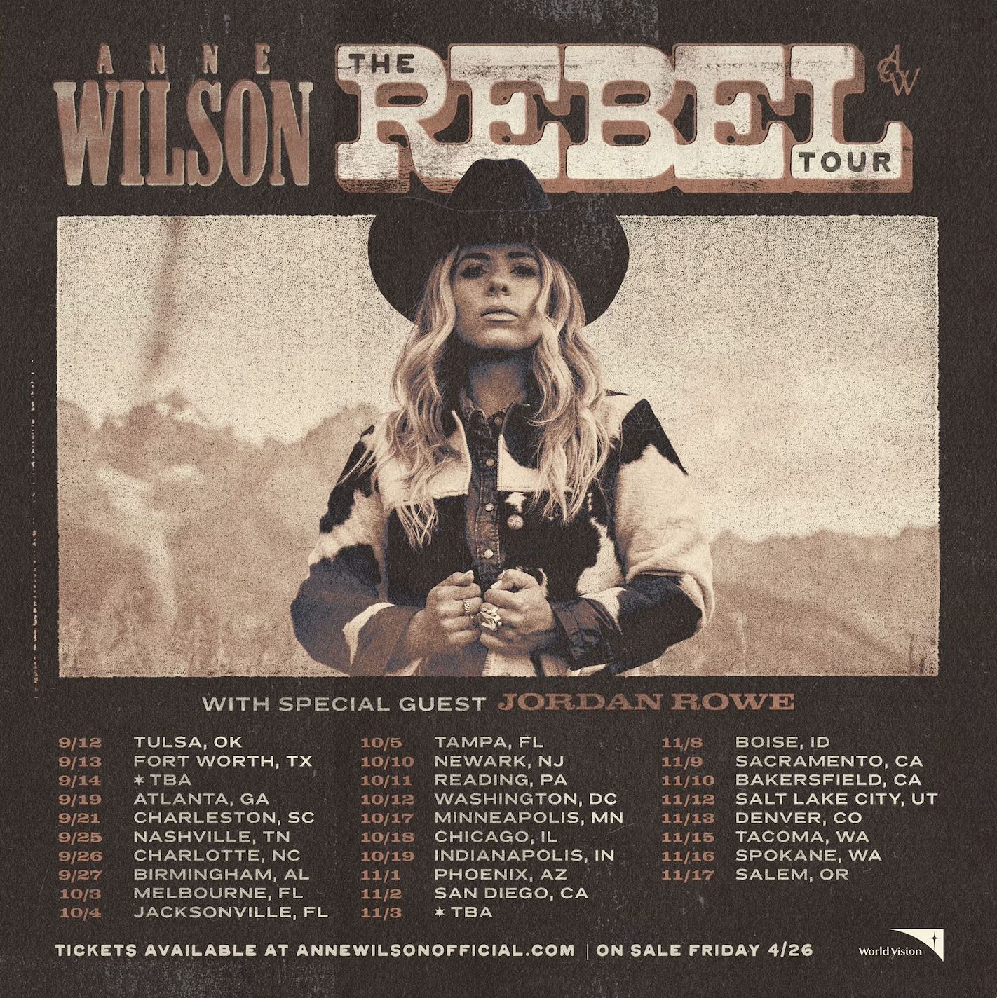 ANNE WILSON BRINGS THE REBEL TOUR TO 28 CITIES NATIONWIDE